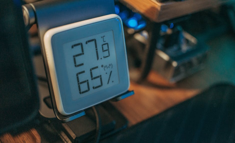 Dijital higrometrenin saklama kutusu içinde konumlandırılmış görünümü ve ölçüm ekranı